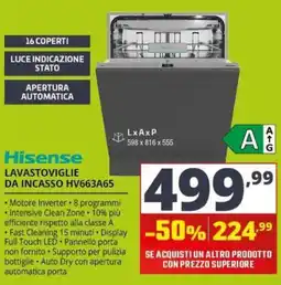 Comet Hisense lavastoviglie da incasso offerta