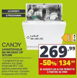 Comet Candy lavastoviglie da incasso CIP 3E7L0W offerta