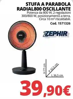 Brico Io Stufa a parabola radial800 oscillante ZEPHIR offerta