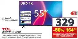 Comet TCL UHD TV 4K 55" 55P69K offerta