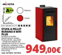Brico Io Invicta Stufa a pellet Burano 8 Wifi Plus offerta