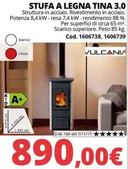 Brico Io Stufa a legna Tina 3.0 Vulcana offerta