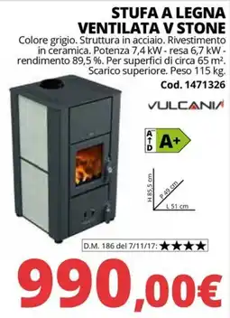 Brico Io Stufa a legna ventilata V Stone Vulcània offerta