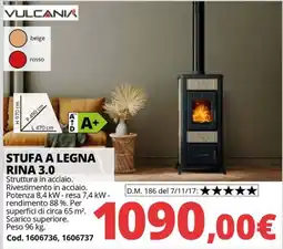 Brico Io Stufa a legna Rina 3.0 Vulcania offerta