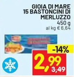 Centro Commerciale Discount Gioia di mare 15 bastoncini di merluzzo offerta