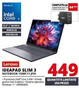 Comet Lenovo IDEAPAD SLIM 3 NOTEBOOK 15IWC11 JPIX offerta