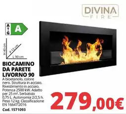Brico Io Divina Fire BioCamino da Parete Livorno 90 offerta