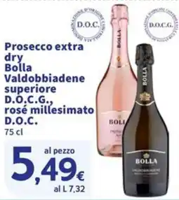 Sigma Prosecco extra dry Bolla Valdobbiadene superiore D.O.C.G., rosé millesimato D.O.C. offerta