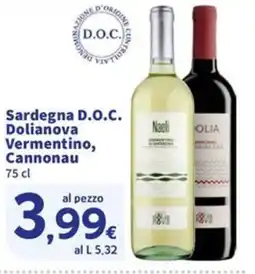 Sigma Vermentino, Cannonau offerta