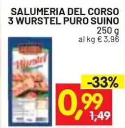 Centro Commerciale Discount 3 Wurstel Puro Suino offerta