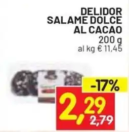 Centro Commerciale Discount Delidor salame dolce al cacao offerta
