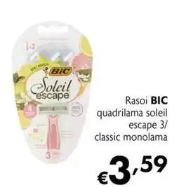 Maxi Supermercati Rasoi BIC quadrilama soleil escape 3/ classic monolama offerta