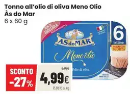 Coop Trentino Tonno all'olio di oliva Meno Olio Às do Mar offerta