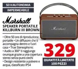 Comet Marshall speaker portatile killburn iii brown offerta