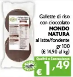 Spak Supermercati Gallette di riso con cioccolato Mondo Natura al latte/fondente offerta