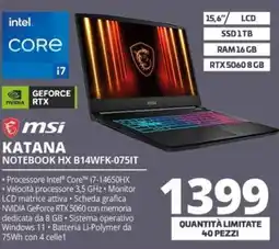Comet msi KATANA NOTEBOOK HX B14WFK-075IT offerta