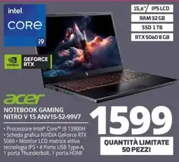 Comet Acer Notebook Gaming Nitro V 15 offerta