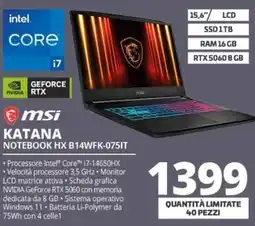 Comet msi KATANA NOTEBOOK HX B14WFK-075IT offerta