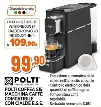 Polti Coffea S15 macchina caffè compatibile con cialde E.S.E.