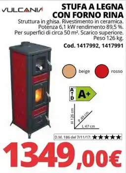 Brico Io Stufa a legna con forno Rina Vulcana offerta