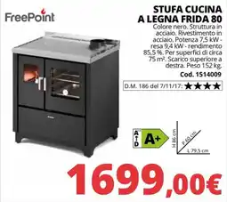 Brico Io Stufa cucina a legna Frida 80 FreePoint offerta