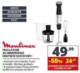 Comet Moulinex frullatore ad immersione DD673810 QuickChef+ offerta