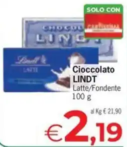 Eurospar Cioccolato Lindt Latte/Fondente offerta