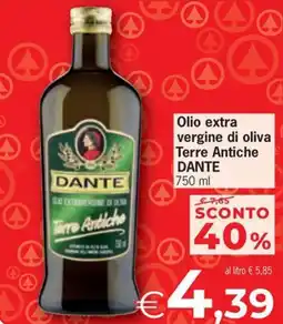 Eurospar Olio extra vergine di oliva Terre Antiche DANTE offerta