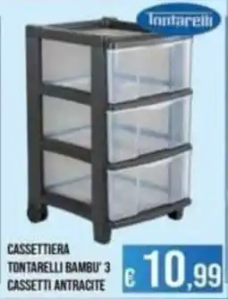 Azzurro Convenienza Cassettera Tontarelli Bambu' 3 cassetti antracite offerta