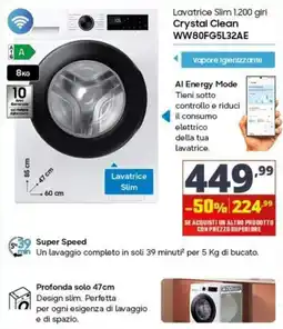 Comet Samsung Lavatrice Slim 1.200 giri Crystal Clean offerta