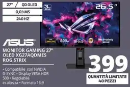 Comet Asus monitor gaming 27" oled xg27aqdmes rog strix offerta
