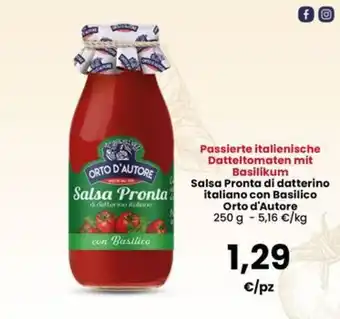 Salsa Pronta di datterino italiano con Basilico Orto d'Autore