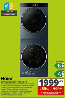 Comet Haier Lavasciuga CLC108-GNU1-S offerta