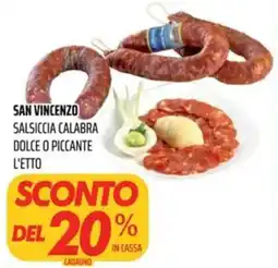 Coop Master Alleanza 3.0 San Vincenzo Salsiccia Calabra offerta