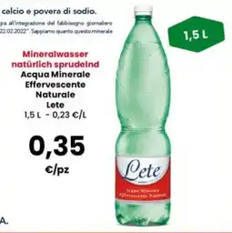 Interspar Acqua Minerale Effervescente Naturale Lete offerta