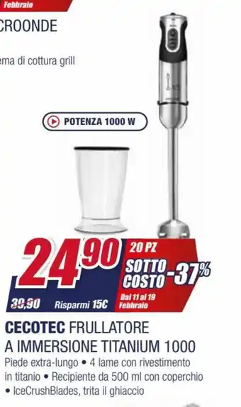 Trony Cecotec Frullatore a Immersione Titanium 1000 offerta