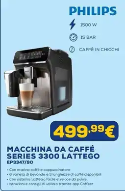 Euronics Philips macchina da caffé series 3300 lattego offerta