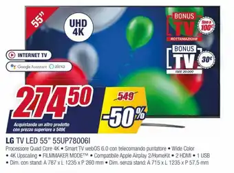 Trony LG Tv Led 55" 55UP78006I offerta