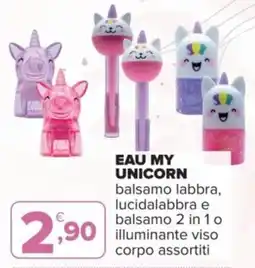 Iperal Eau My Unicorn balsamo labbra, lucidalabbra e balsamo 2 in 1 o illuminante viso corpo assortiti offerta