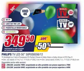 Trony Philips Tv Led 50" 50PUS8556/12 offerta