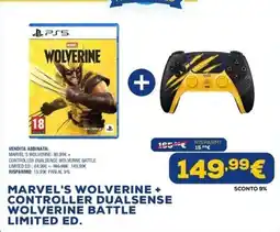 Euronics Marvel's Wolverine + Controller DualSense Wolverine Battle Limited Ed. offerta