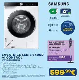 Euronics Samsung Lavatrice Serie 6400D AI Control offerta