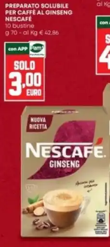 Panorama Nescafe preparato solubile per caffe al ginseng offerta
