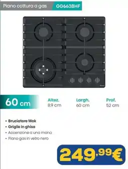 Euronics Piano cottura a gas GG663BHF offerta