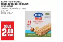 Panorama Barrette di cereali Hero Light alle nocciole o frutti rossi offerta