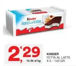 Quick Sisa Kinder fetta al latte offerta