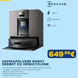 Euronics Ecovacs Aspirapolvere Robot Deebot X11 Omnicyclone offerta