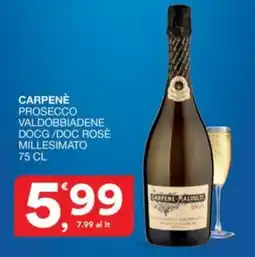 Quick Sisa Carpene Prosecco Valdobbiadene Docg / Doc Rosè Millesimato offerta