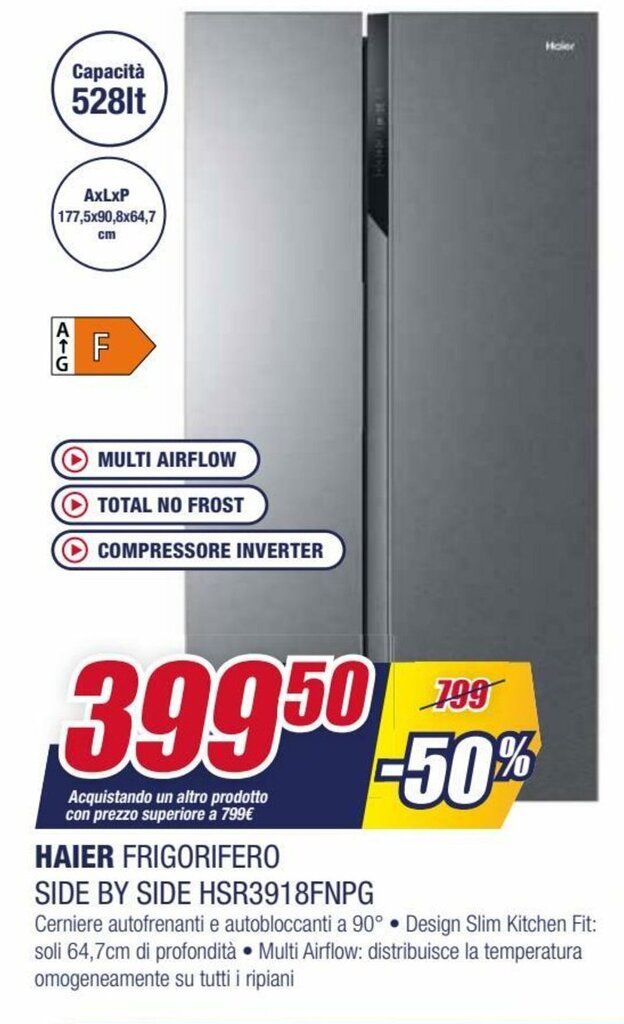 Offerta Haier Frigorifero Side by Side HSR3918FNPG di Trony