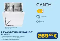 Euronics Candy lavastoviglie rapido' CIP 3E7L0W offerta